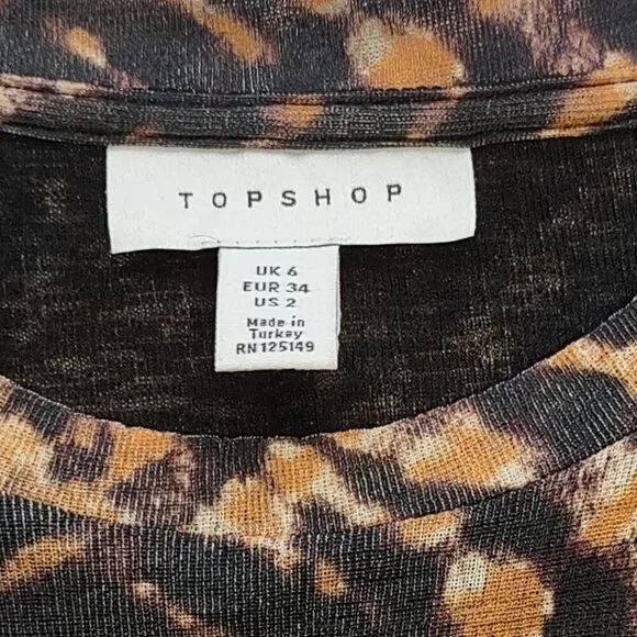 Topshop Tie-Dye Mesh Dress Sheer Sleeves Bodycon Whimsigoth Wicked Indie Size 2 - Picture 9 of 9